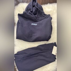 WILO The Label Wellness Club Set L Navy Hoodie Leggings NWT Athleisure Set